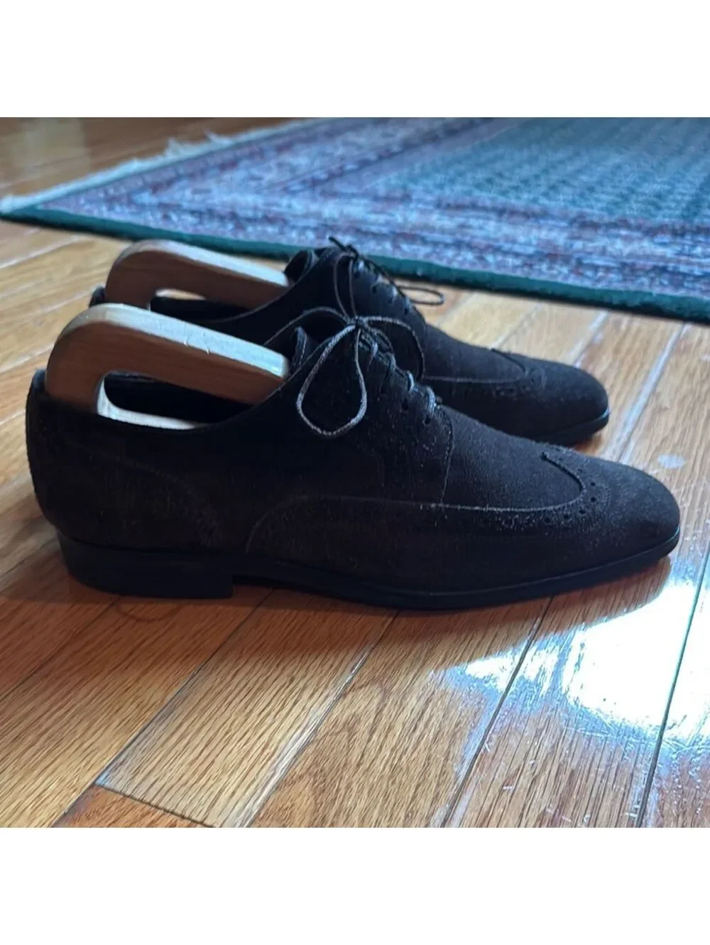 Hugo Boss Suede Wingtip Oxfords | Chocolate Brown